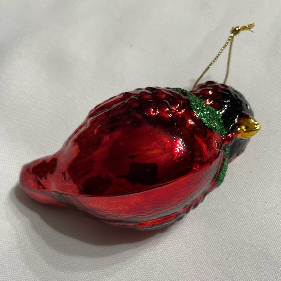 3” glass Red Robin Christmas tree ornament excellent condition - Picture 8 of 8
